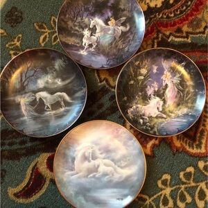 Set of Four Unicorn Fantasy Plates